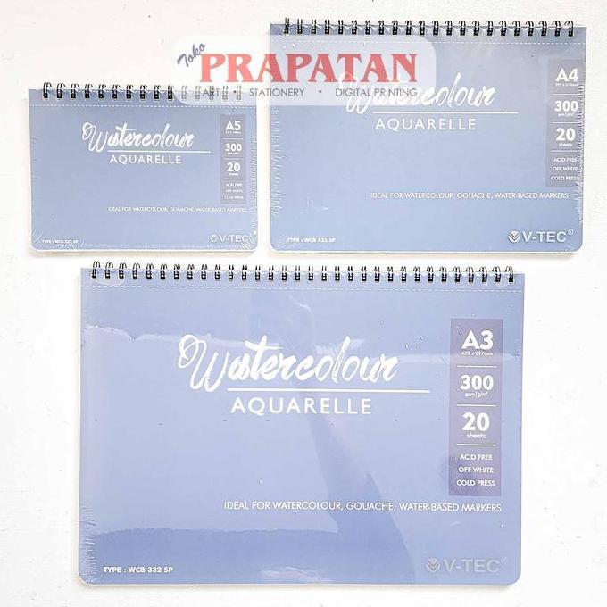 V-TEC Spiral Watercolor Book Pad WCB-SP | Buku Cat Air (TERBAIK) (TERBARU) (TERMURAH)