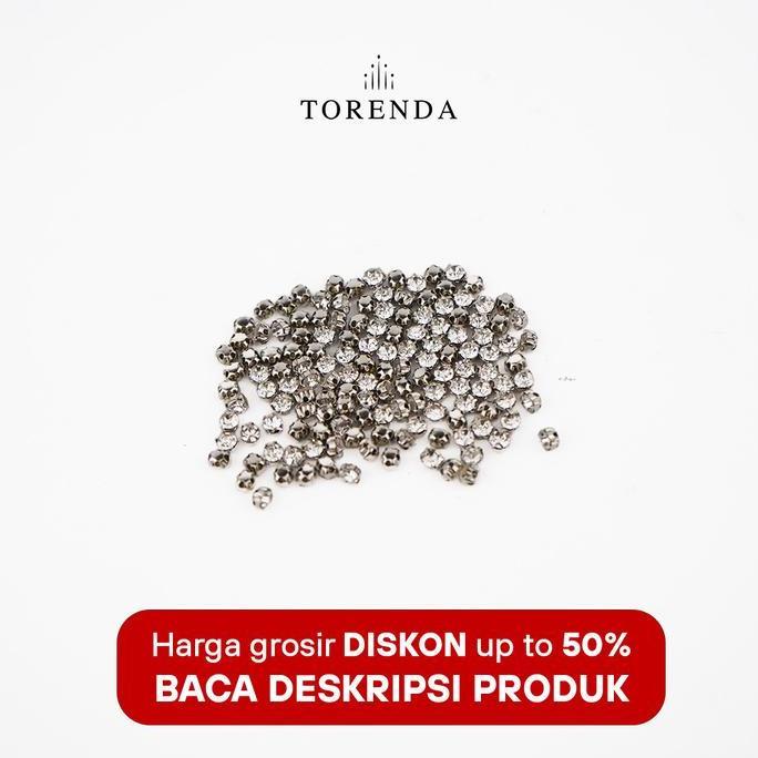 Torenda Rhodium Montes Payet Jahit Kristal Diamond Cangkang - Putih (Crystal) / 144 PCS (TERBAIK) (T