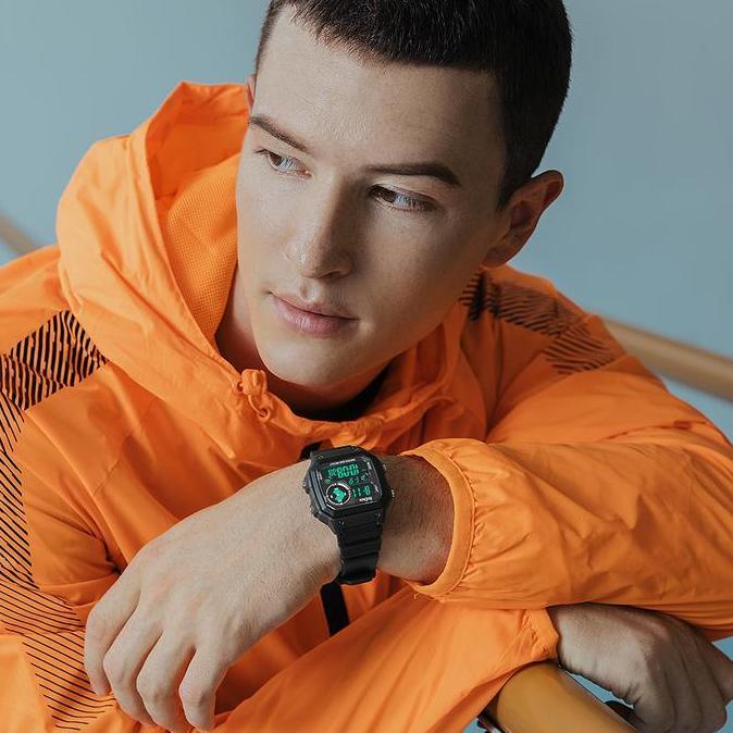 BIDEN jam tangan digital pria Square Militer Olahraga Kasual Pria