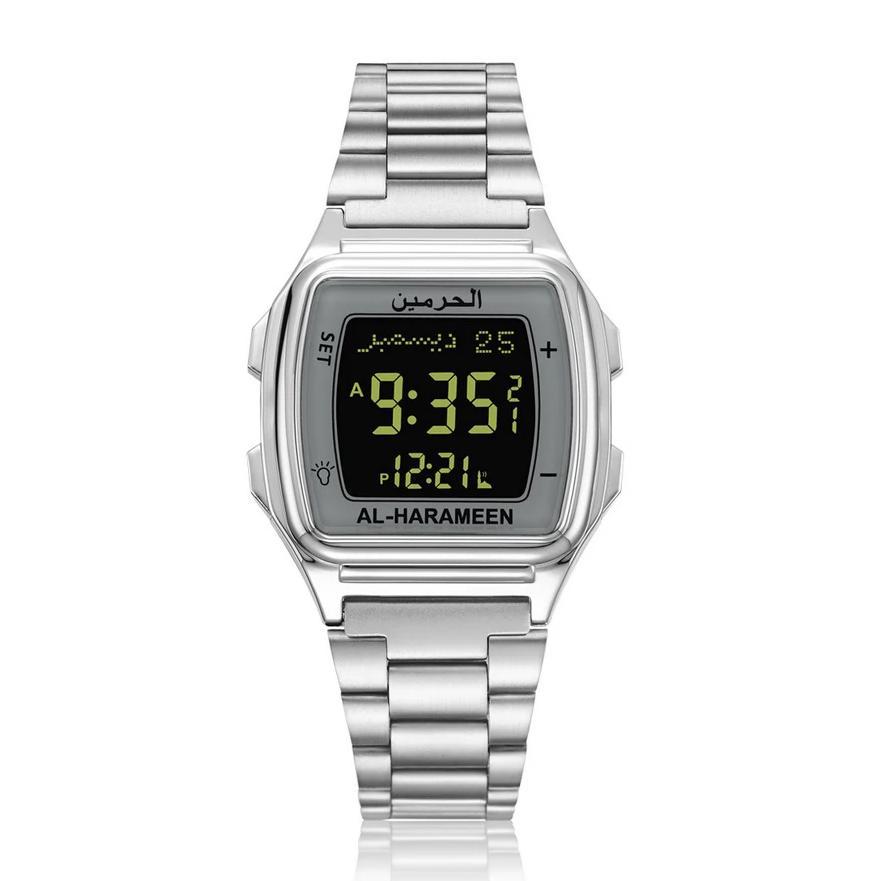 Muslim Watch For Prayer with Azan Qibla Compass and Hijri Al Harameen Fajr Time Wristwatch Islamic K