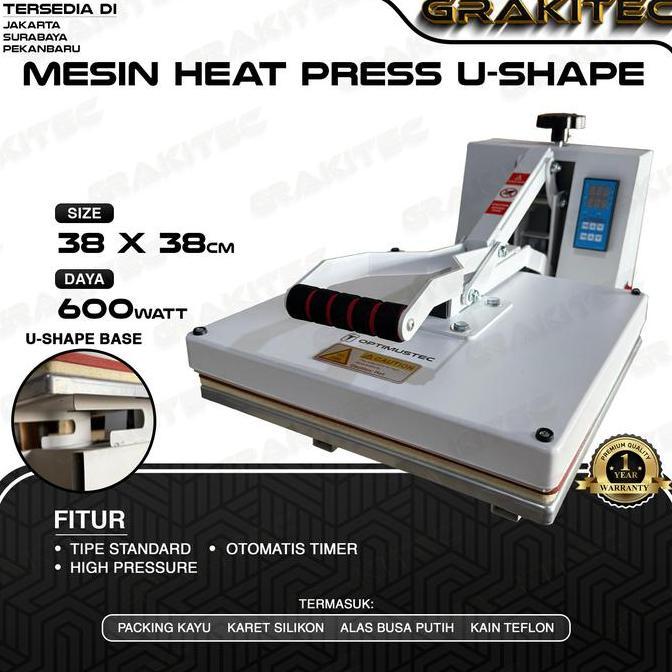 Grakitec Mesin Heat Press Sablon Kaos 38x38 600 Watt