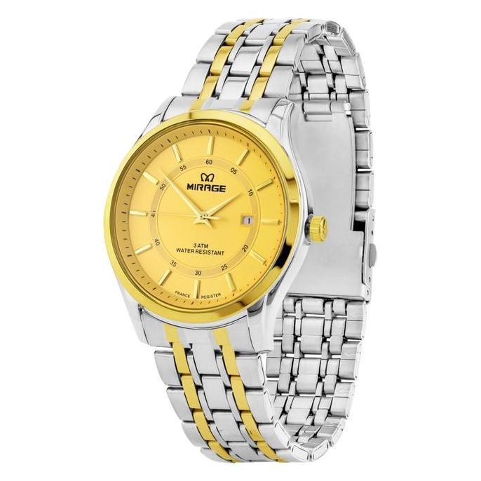 Mirage Watch - Jam Tangan Pria Kasual Formal Analog Silver Gold Anti Air 8830 M Original