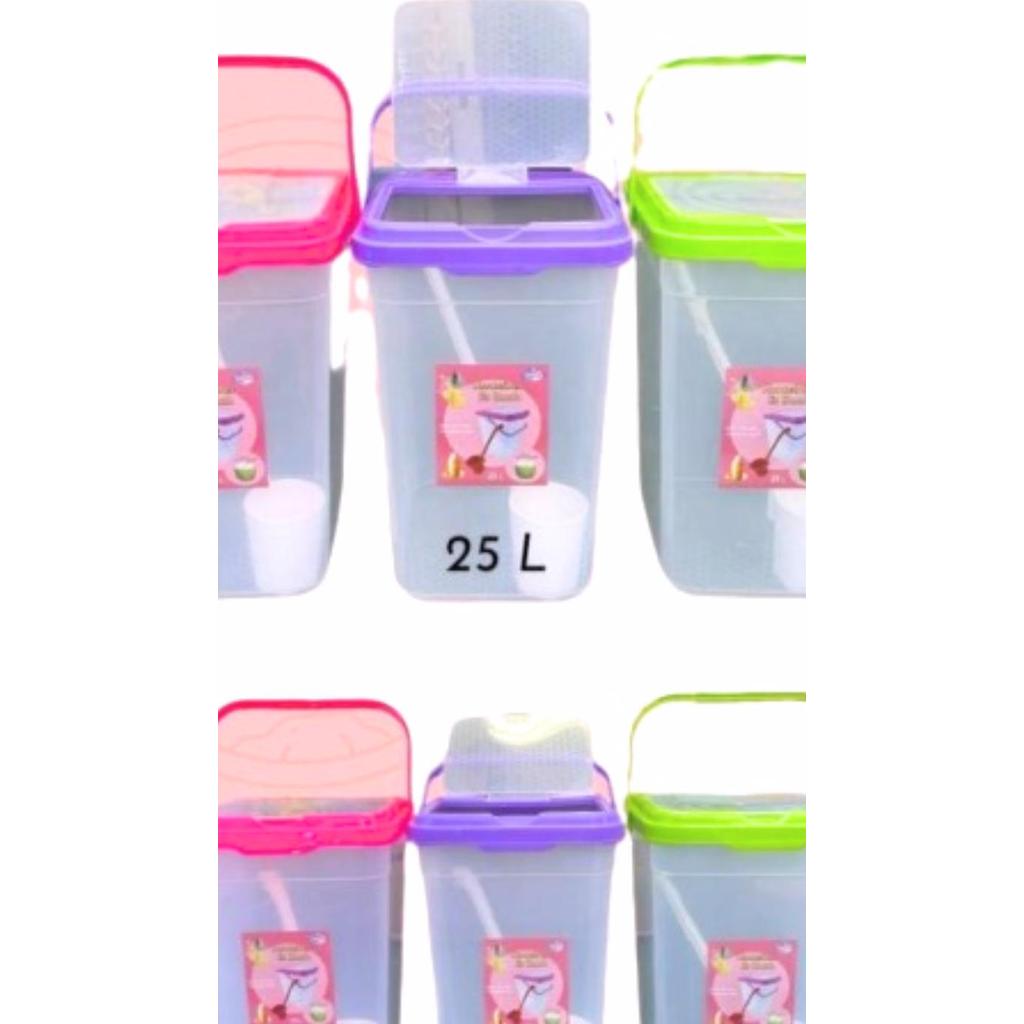 Toples Es Buah Lovenia 15/25 Liter Plus Gayung / Toples Plastik Tempat Es Buah Gagang/ Aquarium Es