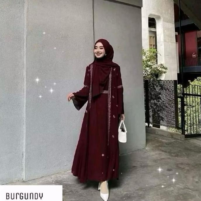 AKSYSHOP SAFWA ABAYA DRESS BAHAN CERUTY BABYDOLL APLIKASI BORDIR PREMIUM GAMIS ABAYA WANITA MEWAH SI