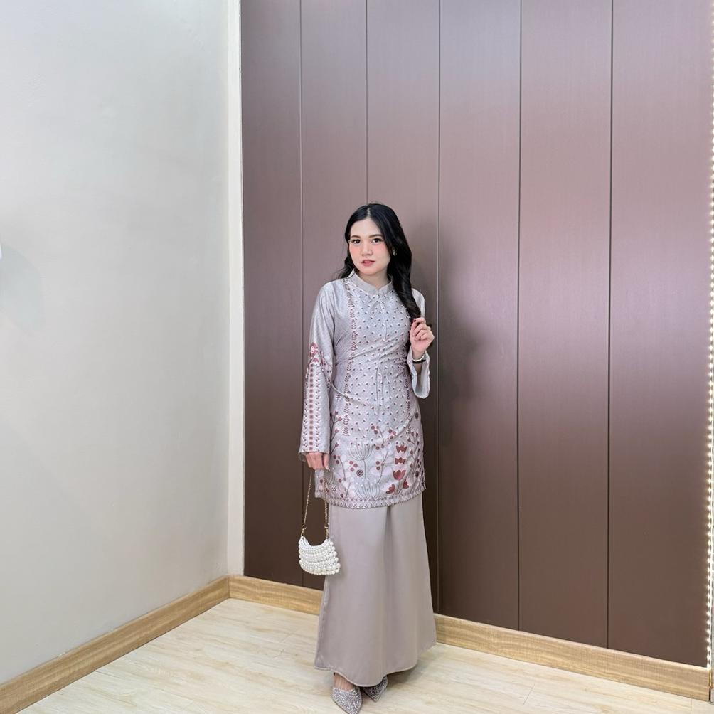 HIGH DEMAND Azzura One Set Series 2 Silk Motif Bunga Baju Lebaran Dress Kondangan Pesta Lamaran Sete