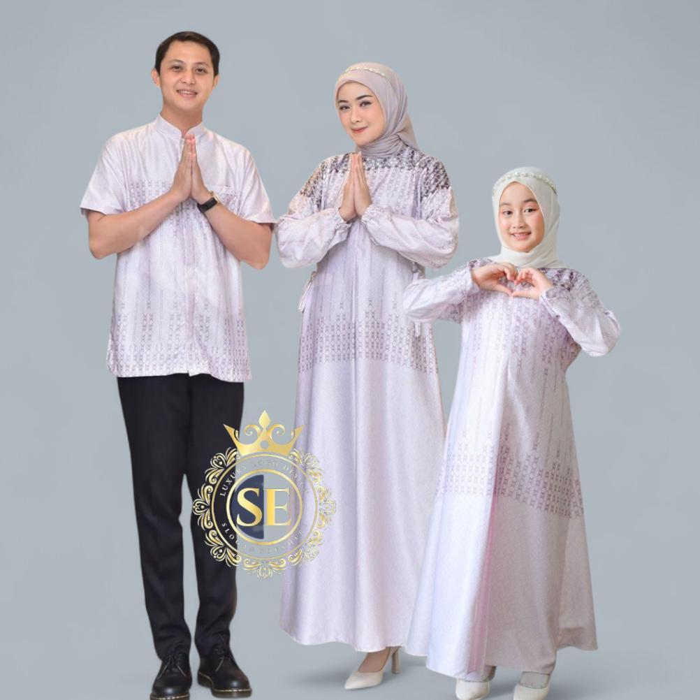 DISKON BESAR Sarimbit Couple Keluarga - Dress Family Set Printing Sarimbit Motif Silk Premium Baju M
