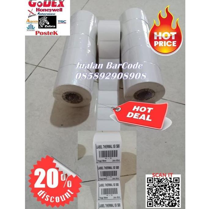 Label Sticker Thermal 40mm X 30mm / 40x30 / 4030 / 40 30
