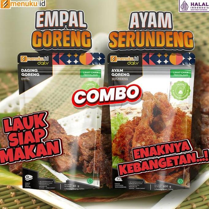 ravelahilss - combo ayam goreng serundeng siap makan | | daging empal instan praktis