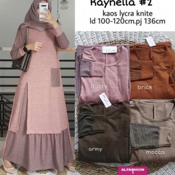 Gamis rajut kombinasi kotak 0140 / gamis / baju / gamis muslim / pakaian kekinian / baju import / tu