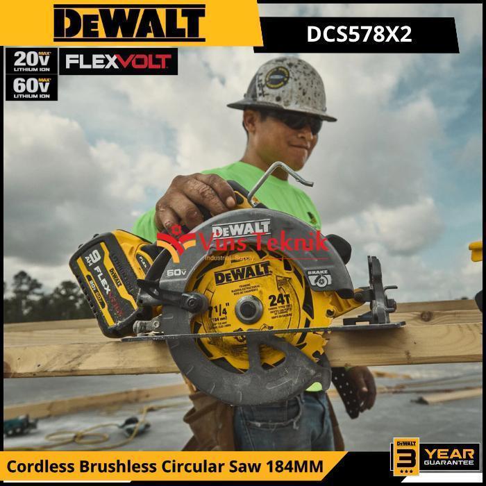 DEWALT DCS578X2 Mesin Gergaji Kayu Sirkel Baterai Cordless Brushless Circular Saw 7" 184MM 60V 9.0AH