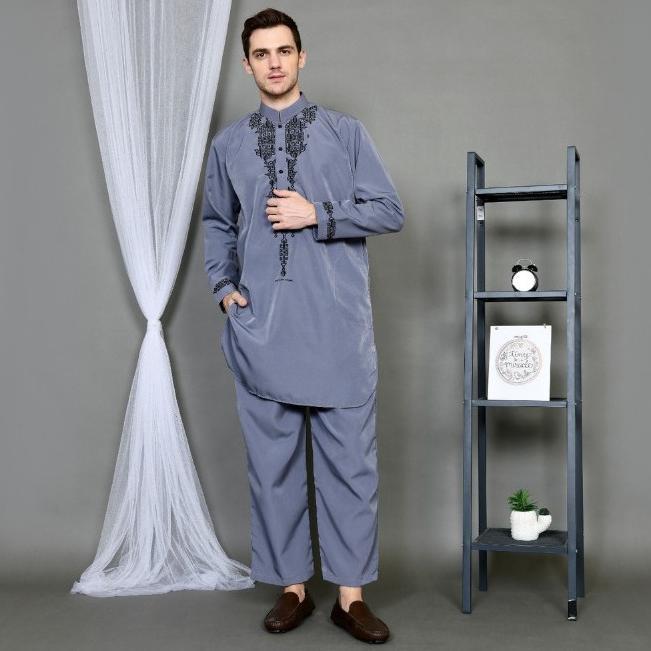 Exclusive Baju Koko Setelan Pria Dewasa - Kurta Pakistan Model Bordir Set Celana - Gamis Setelan Mad
