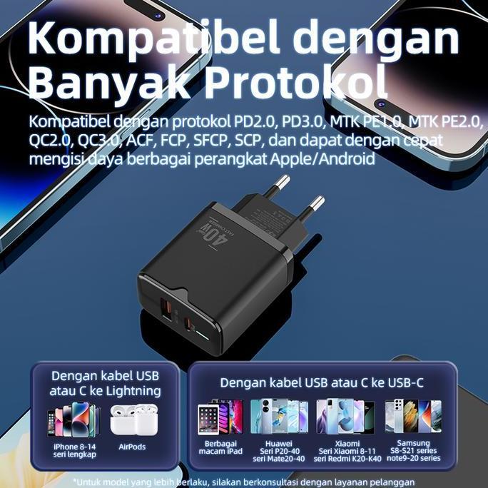 Kivee kepala charger fast charging 40W adaptor OPPO Samsung Xiaomi