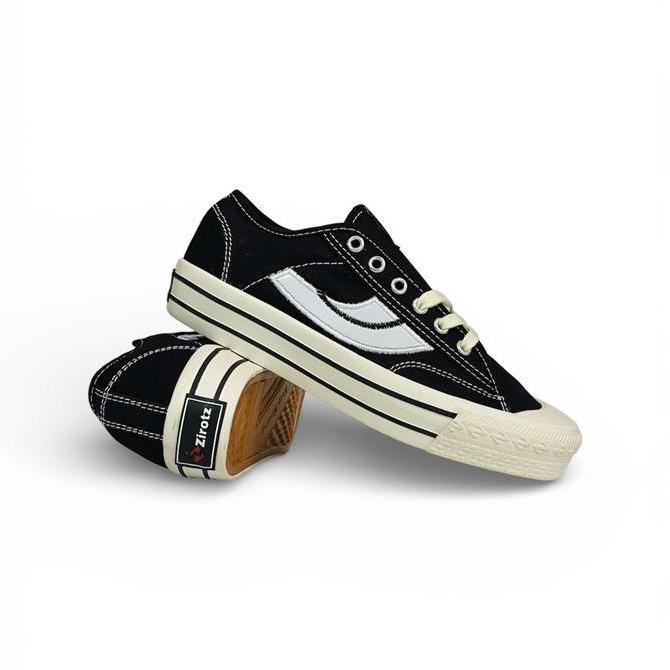 YONS SPORT Sepatu Sneakers Wanita Pria FLEXION BW LOW Canvas Casual Shoes Sport Tanpa Hak Hitam dasa