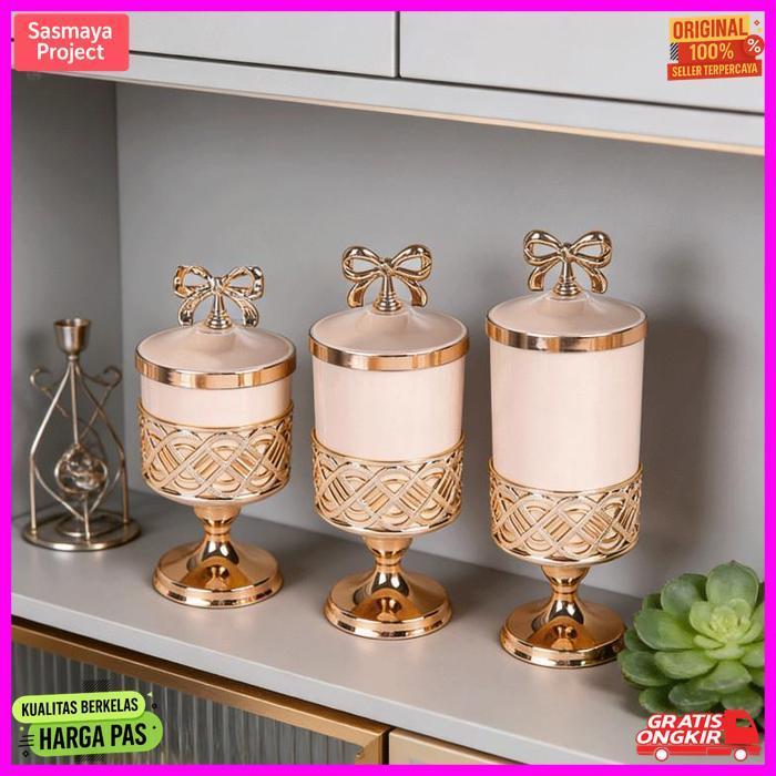 Best Seller Keranixy 3Pcs Toples Lebaran Elegan Set Wadah Kue Kering & Hiasan Meja Ramadhan Yang Mew