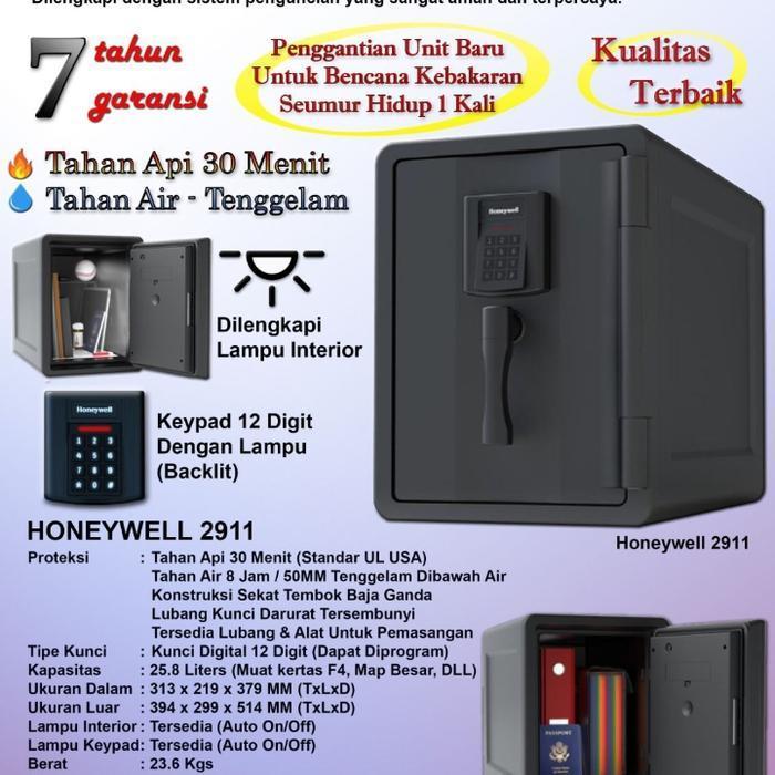 Brankas Honeywell 2911, Brankas Tahan Api Dan Air (Hingga Tenggelam), Muat Kertas F4, Sertifikat, Am