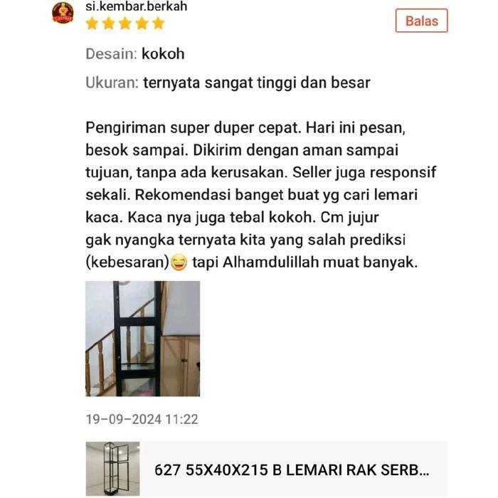TC ALUMINIUM LSGP 782 55X40X195 B 3 SUSUN LEMARI PREMIUM RAK SERBAGUNA ALUMINIUM TEBAL FULL KACA 5 M
