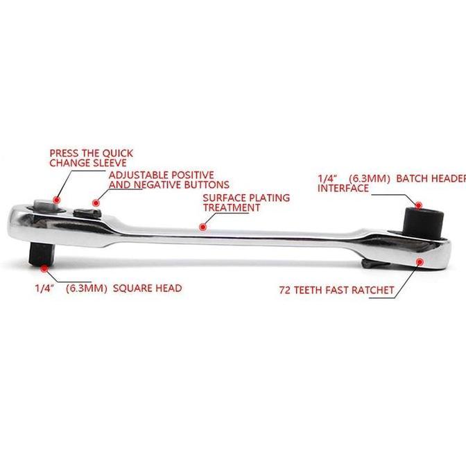 Mini Ratchet Socket 2 in 1 SP / Kunci Sok 6.35mm Pas Ring L