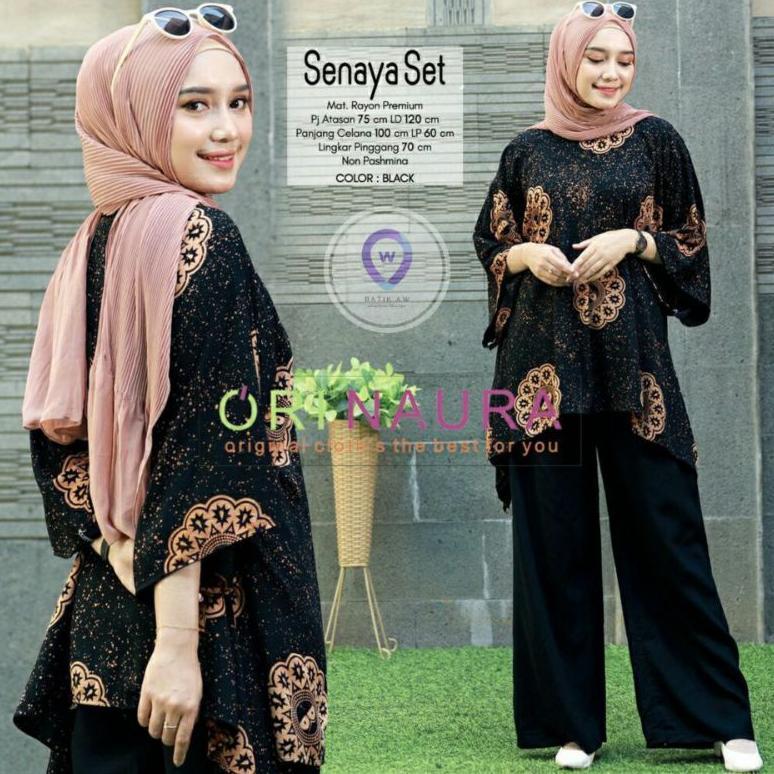 Exclusive Setelan Jumbo Senaya Set Waka Waka Motif Bunga Ori Naura Size Jumbo Busui Resleting Rayon 