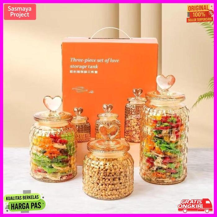 Exclusive Toples Kaca Tutup Love , Toples Lebaran , Toples Kaca Aesthetic Toples Kaca Set 3In1