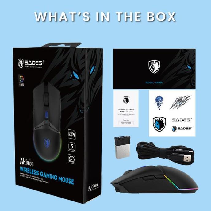 Mouse Gaming RGB Sades Akimbo Dual Mode Lightweight
