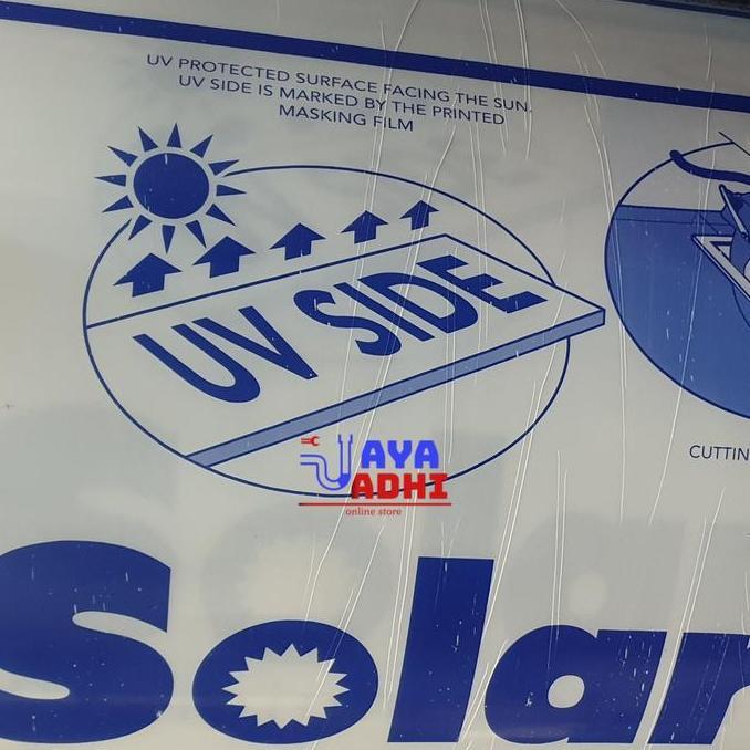 Solartuff GREY 1,2mm / SolarFlat Riben Atap Kanopi Policarbonate Solid Transparan UV Side YAN