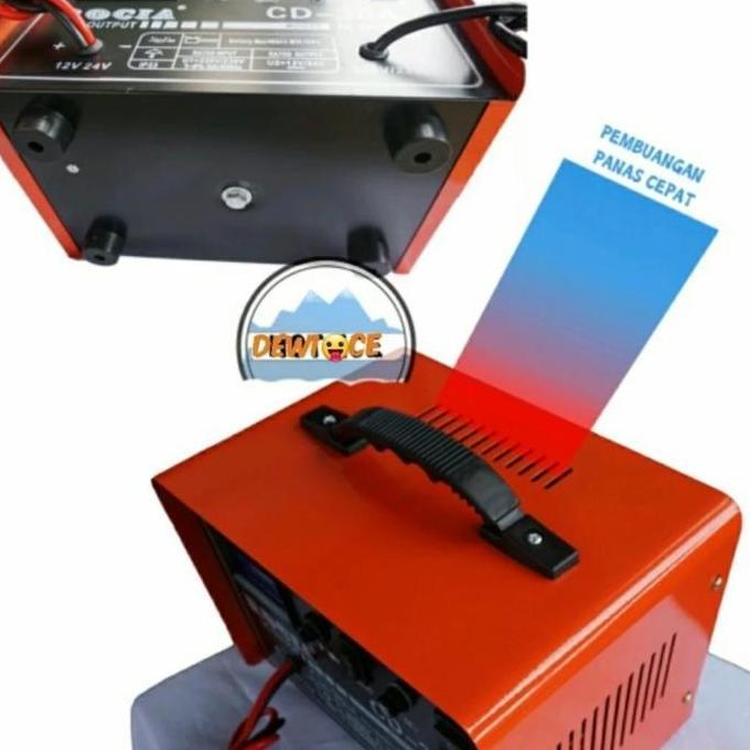 Carger Cas Aki Accu 12V - 24V 50 A Motor Mobil Rocia Quick Charger Kualitas Terbaik Harga Termurah