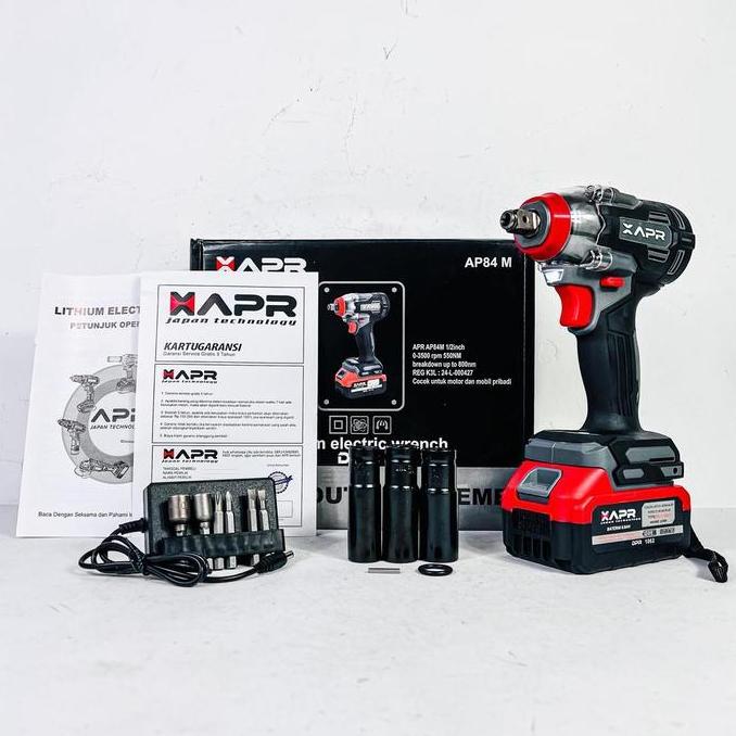 APR Impact Wrench Type AP84M 550Nm Baterai 88V Standart Fullset Accesoris LXT 10Cell Mesin Brushless