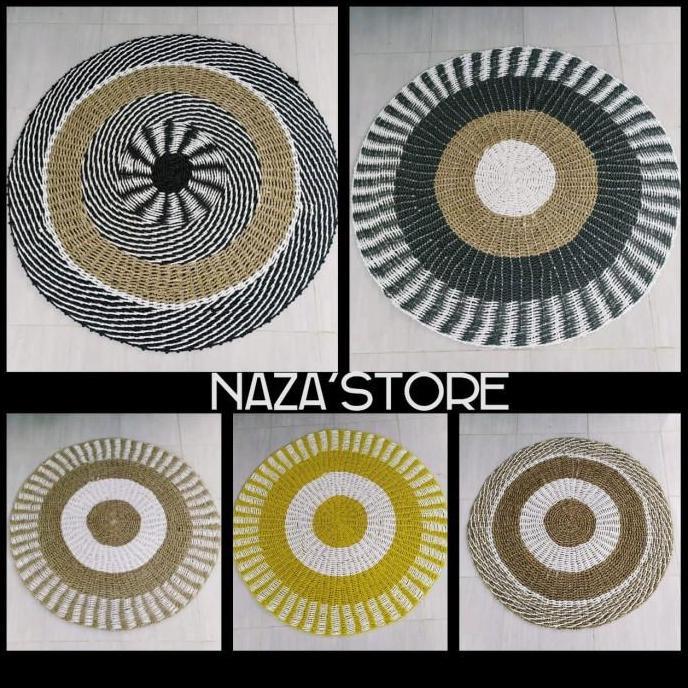 Karpet Rug Seagrass Anyaman Bulat Rotan Untuk Dekorasi Lantai