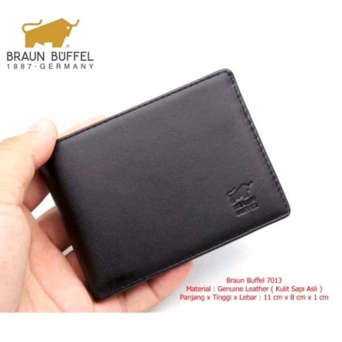 Dompet lipat kecil mini slim kulit pria Braun buffel Kartu