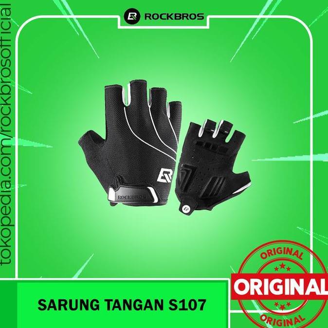 SARUNG TANGAN ROCKBROS S107 HITAM - BIKE GLOVE HALF FINGER ORIGINAL