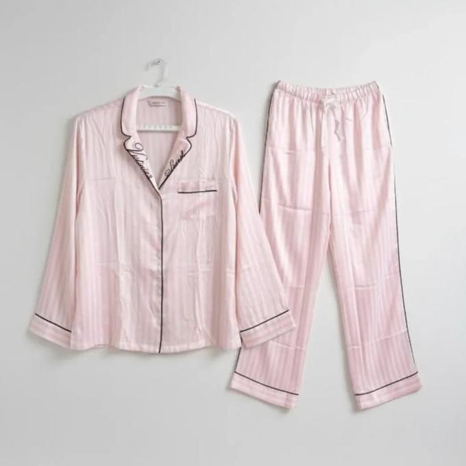Victoria Secret Glazed Satin Long Pajama Set Original Piyama Baju Tidur dan Santai Wanita