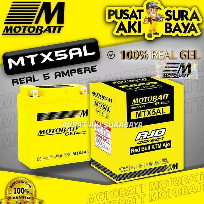 Promo OFFICIAL MOTOBATT GEL MTX5AL 5 AH ORIGINAL AKI MOTOR SHOGUN 110 SMASH TITAN MIO SPORTY Diskon