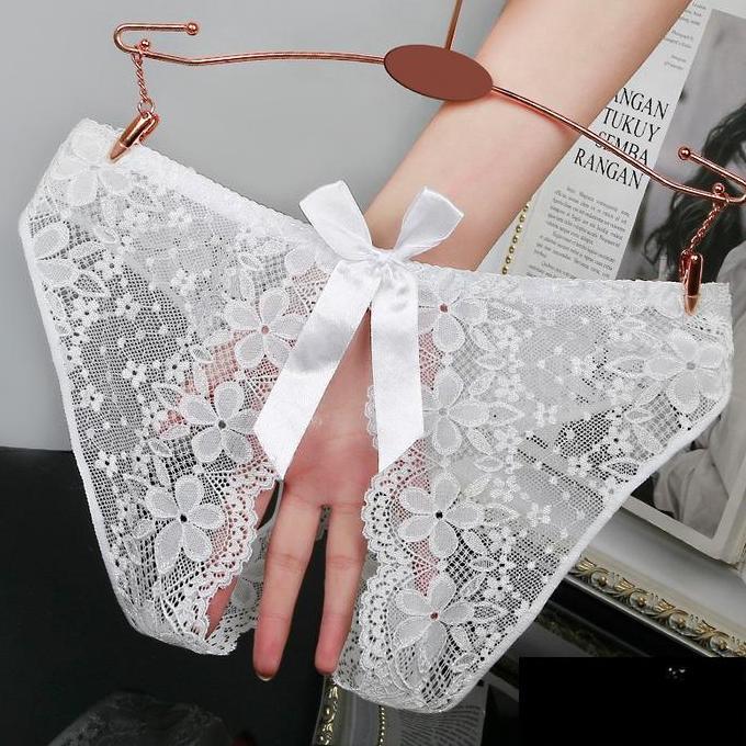 Wkwkwk- Cd Wanita Seksi Renda Big Size Crotchless Motif Pita Hitam Katun Pendek Celana Ada Pant Rang