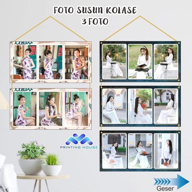 NEW CETAK FOTO Bingkai Gantung Susun 3 Foto Ukuran 4R Hiasan Kamar Dekorasi Ruangan Model Terbaru