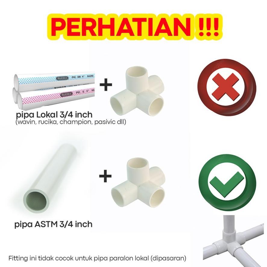 Bisa Cod Jirifarm -Fitting Pipa 3/4 Inch Knee Elbow Cross Tee 3 4 5 Way Arah Dop Sock 3/4" Astm Inte