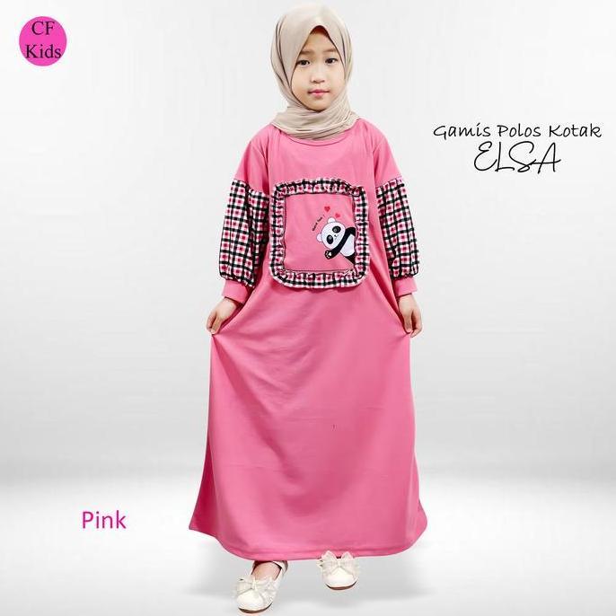 DA73 >> CF Kids Gamis Anak Perempuan Polos Kotak Elsa
