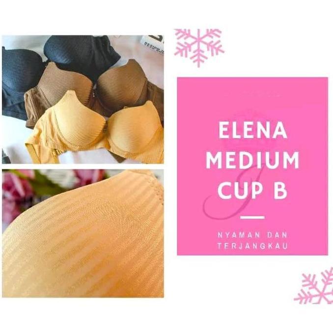 Nyaman- [1 Pcs] Bra Bh Elena 24414 Busa Kawat 36B-40B Motif Salur