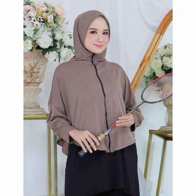 DV273 - Hijab Jaket Olahraga Outer Muslim Crop top 2in1 Pakaian Olahraga Muslim