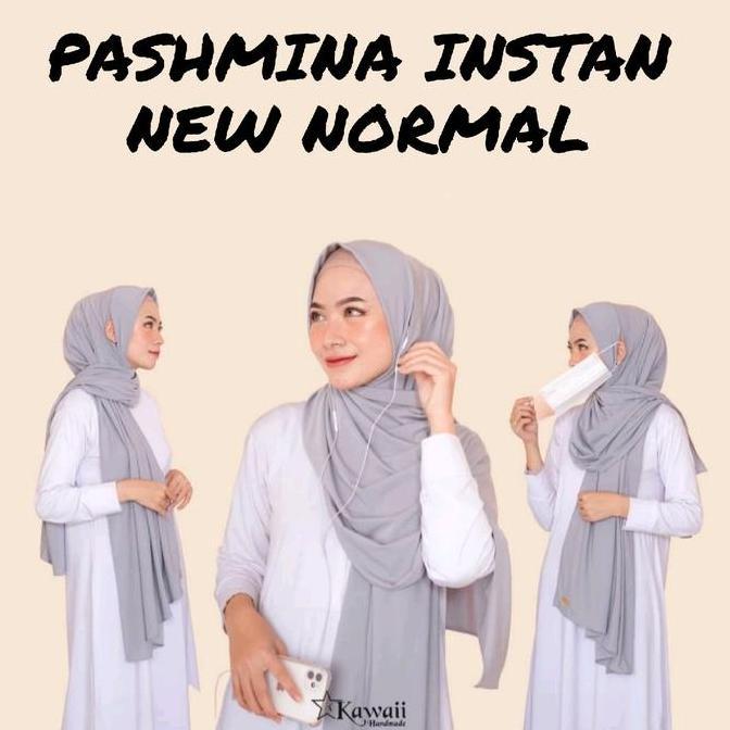 DI29 - Pashmina instan new normal jersey - pashmina terbaru lubang telinga masker earphone - kerudun