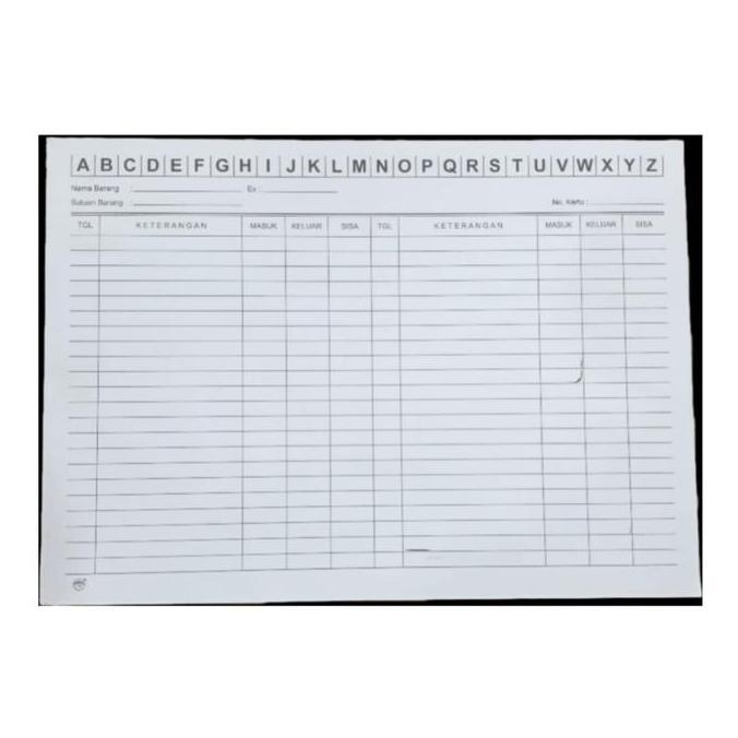 Tulisaja- Kartu Stok Persediaan Besar / Stock Card Lebar