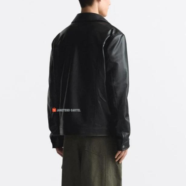 HOT JNK x DIAZ - Jaket Pria Klasik Semi Kulit Sintetis Viena Imitasi PU Leather Jacket Vintage Zippe