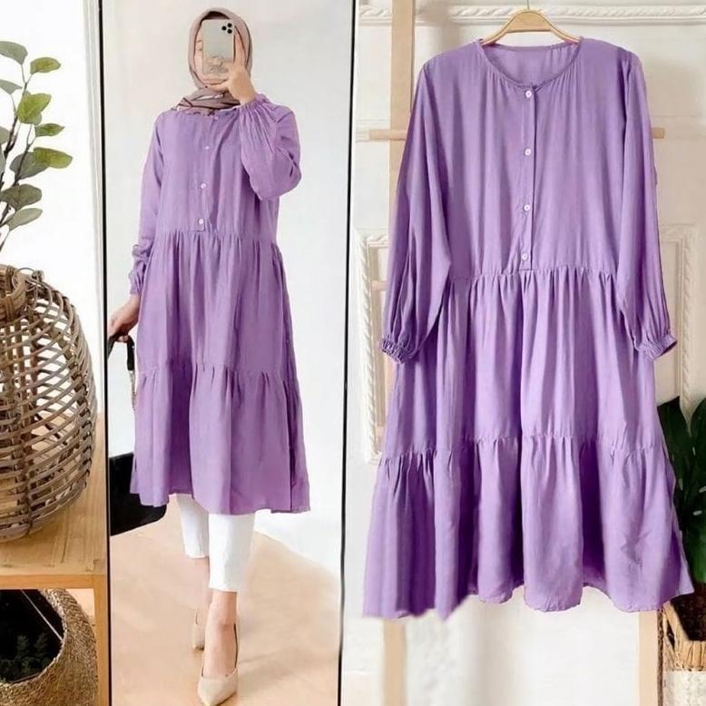 Discount ZYVA TUNIK RAYON TWILL PREMIUM// TUNIK REMPEL SUSUN//SIZE MLXL