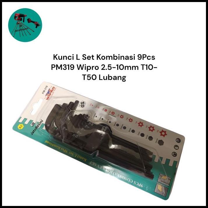 TERBARU KUNCI L SET KOMBINASI 9PCS PM319 WIPRO 2.5-10MM T10-T50 LUBANG KUNCI L HEXAGON KUNCI L BINTA