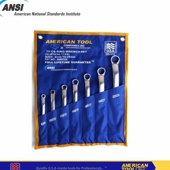 Grosir Kunci Ring Elliptical 75Degree 7Pcs Set American Tool 8957959