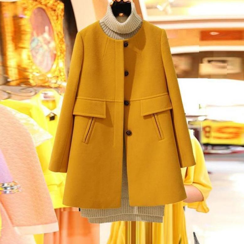 pengiriman cepat Jaket Jas Mantel Korea Wanita OURPLACE27 Ukuran Jumbo Mantel Pollar Wanita Longgar 