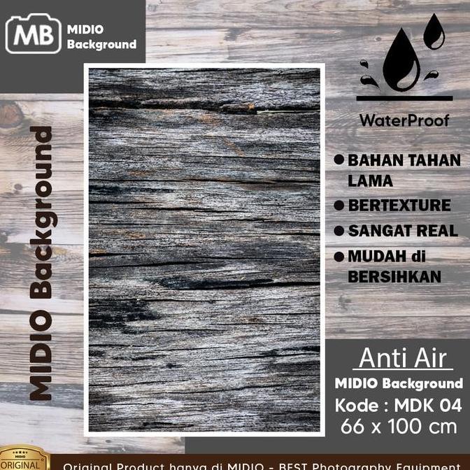 Yoi- Background Foto Studio 3D Waterproof Midio Motif Kayu 3D Ukuran 66X100