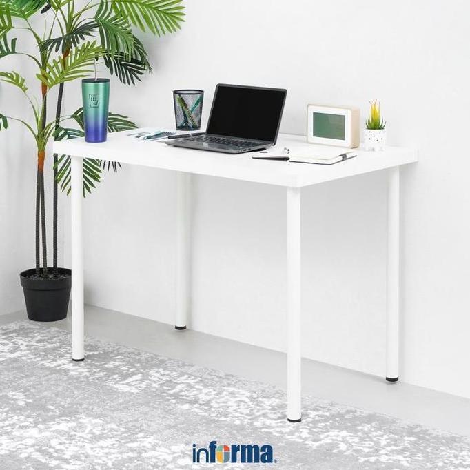 Informa Berka 100 cm Meja Kantor - Putih Meja Kerja Belajar Minimalis Laptop Meja Ruangan