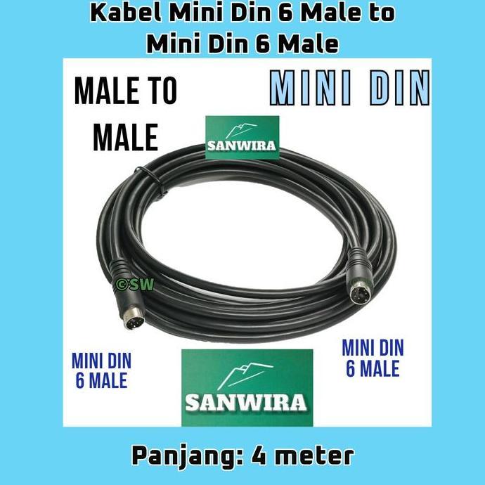 Kabel Mini Din 6 Male To Mini Din 6 Male - Panjang : 4 Meter Terbatas