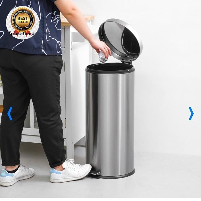 Tempat sampah 30 liter New stainless tutup Slow close
