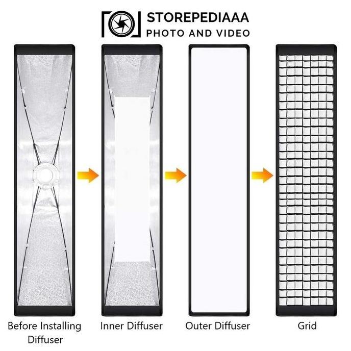 Yoi- Godox Sb-Fw35160 Softbox With Grid 35X160Cm Bowens Mount Rectangle